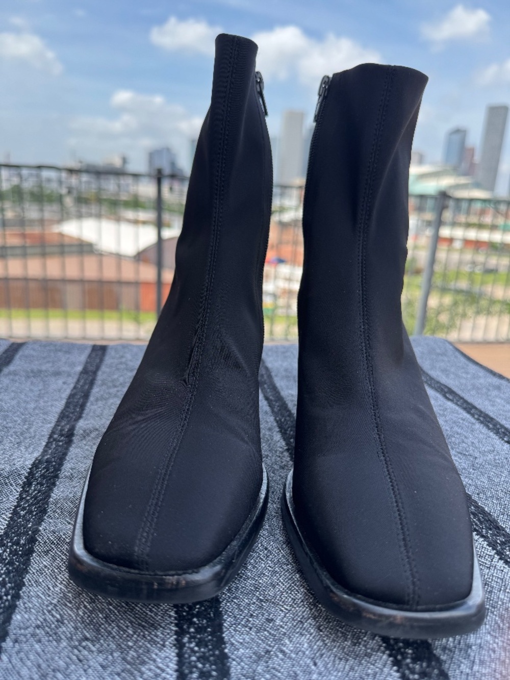 Jeffrey Campbell Geist Square Toe Block Heel Ankle Boot in Black Neoprene -Sz 8 - Picture 4 of 10